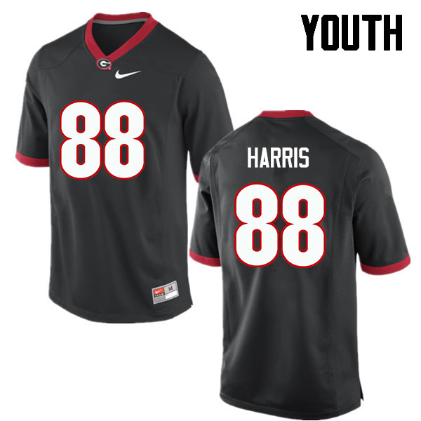 Youth Georgia Bulldogs #88 Jackson Harris College Football Jerseys-Black - Click Image to Close